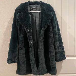 Vintage forest green faux fur coat.
